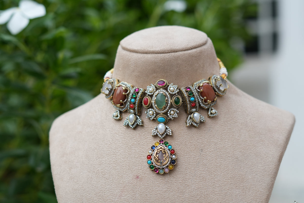Multi Stone Choker Set (4-9554)(B)