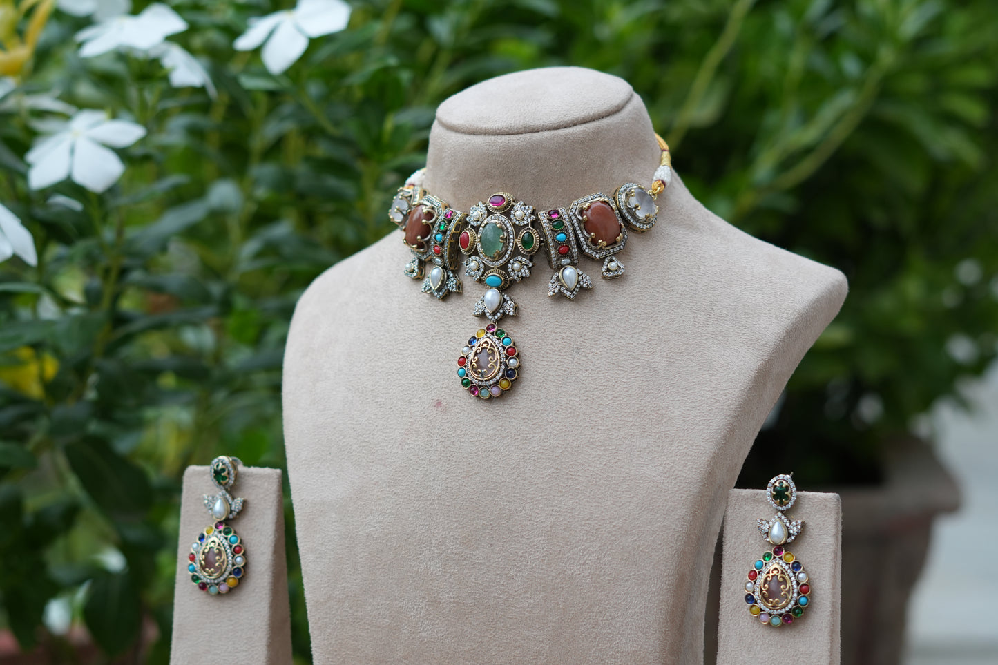 Multi Stone Choker Set (4-9554)(B)