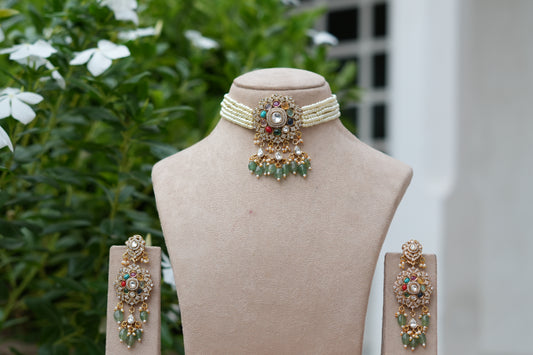 Navratan Polki Choker Set (4-9557)(B)