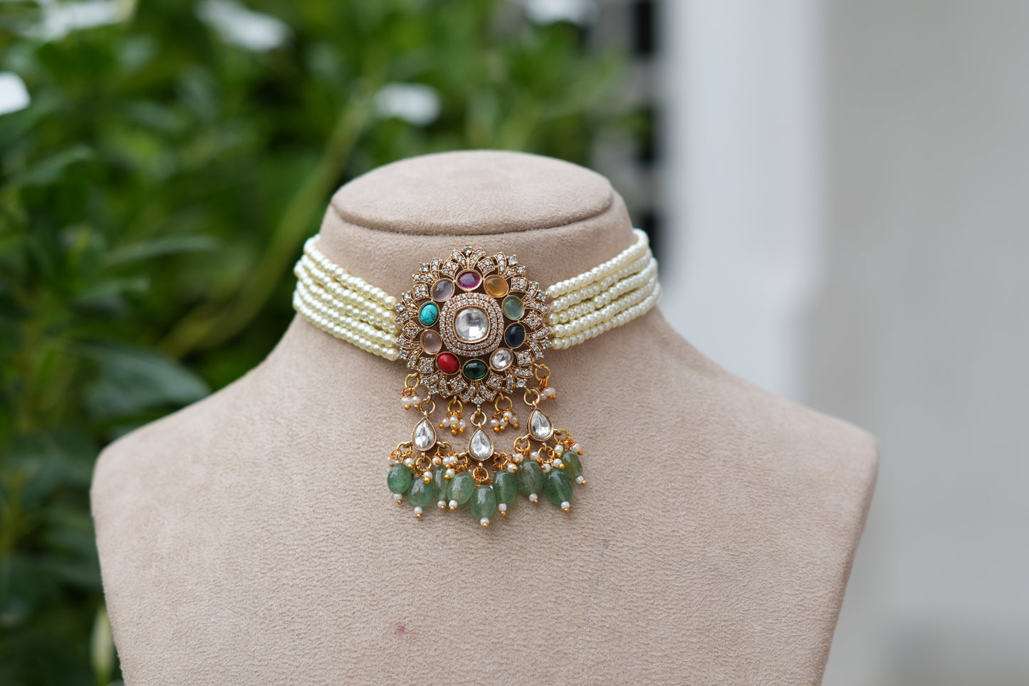 Navratan Polki Choker Set (4-9557)(B)