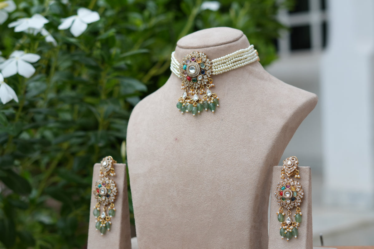 Navratan Polki Choker Set (4-9557)(B)