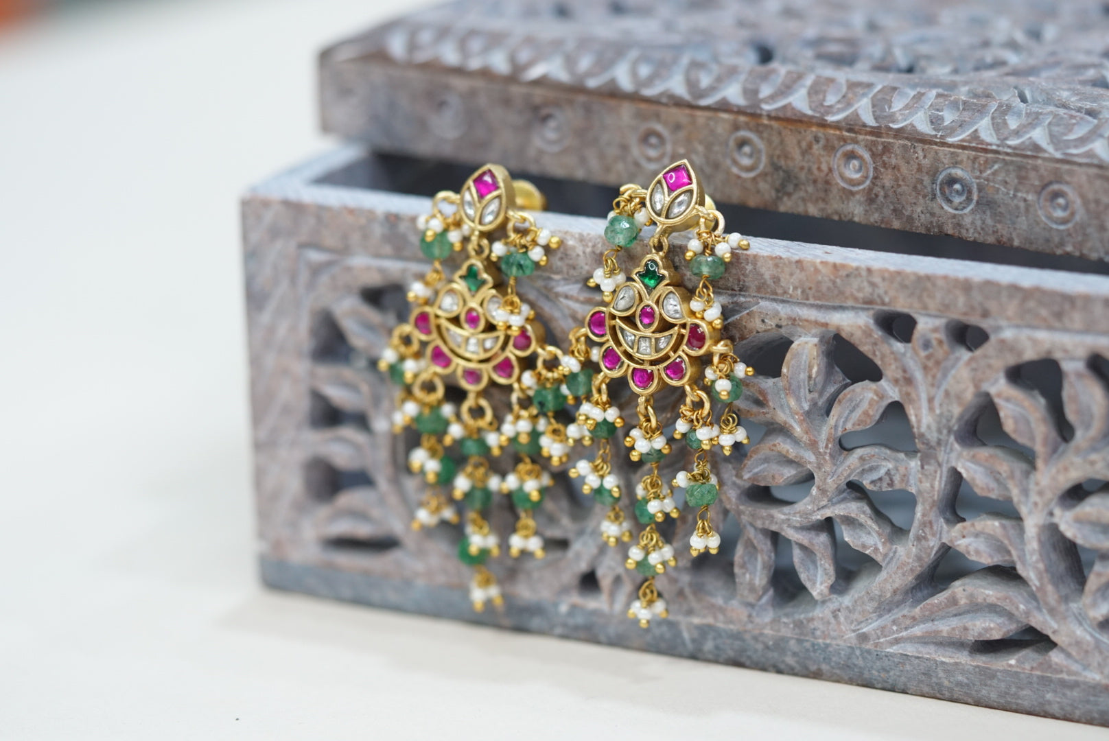 Small Kundan earrings (1-3761)(K) - JEWELSTYLE
