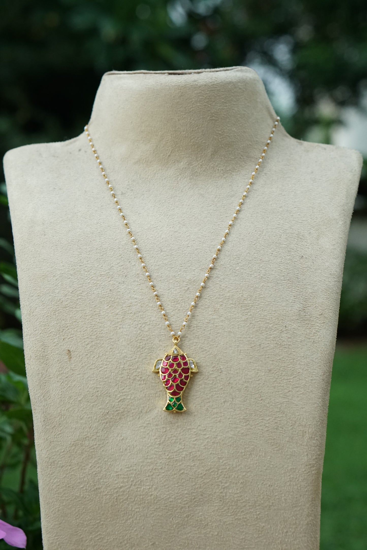 Fish Kundan Pendant (4-9448)(A)