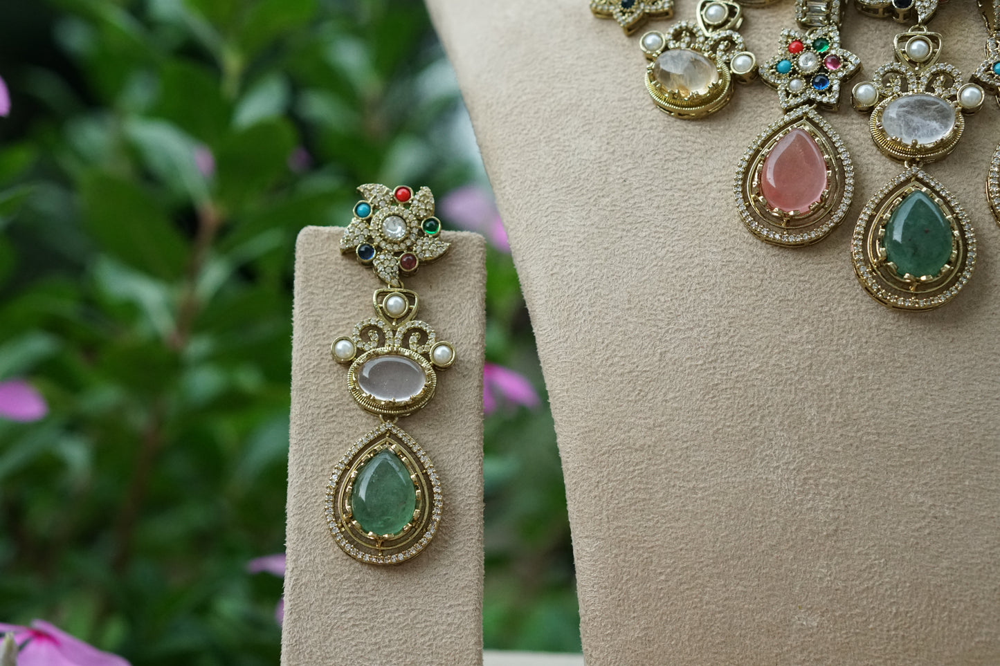 Multi Stone Necklace Set (4-9442)(B)