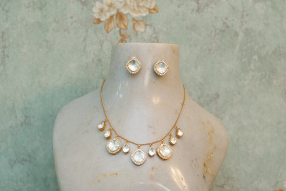 Kundan polki necklace set (4-5930)(B)
