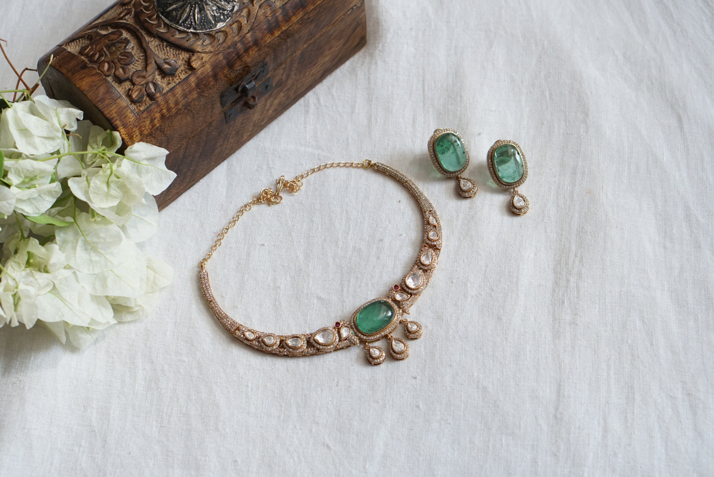 Light Green Polki Choker set (4-7996)(B)(offer piece)