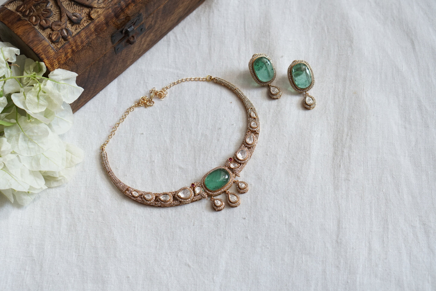 Light Green Polki Choker set (4-7996)(B)(offer piece)
