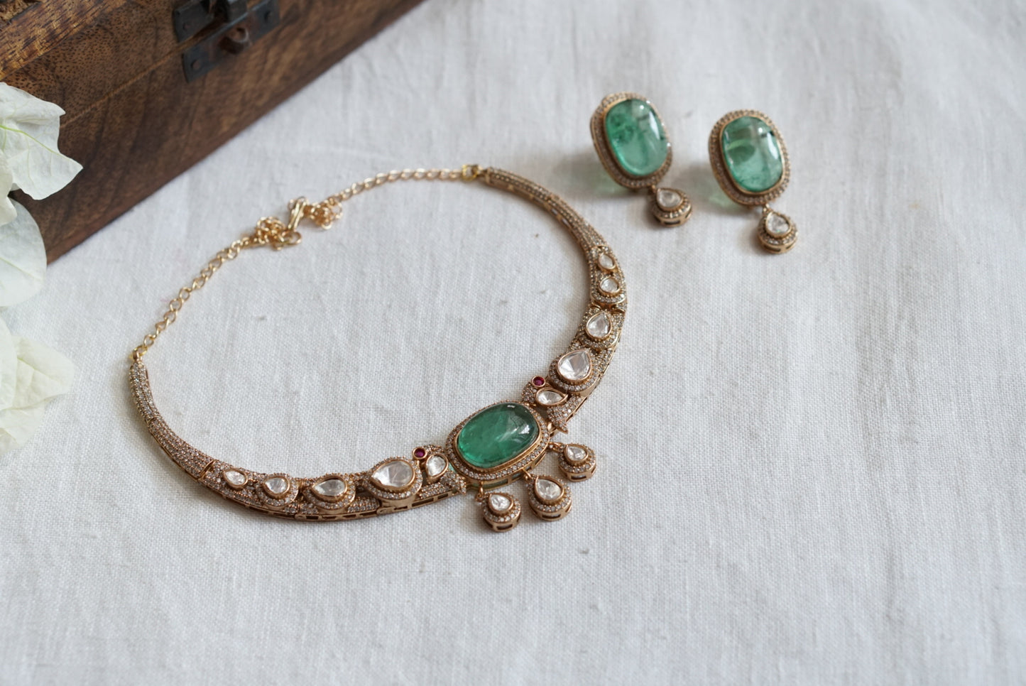 Light Green Polki Choker set (4-7996)(B)(offer piece)