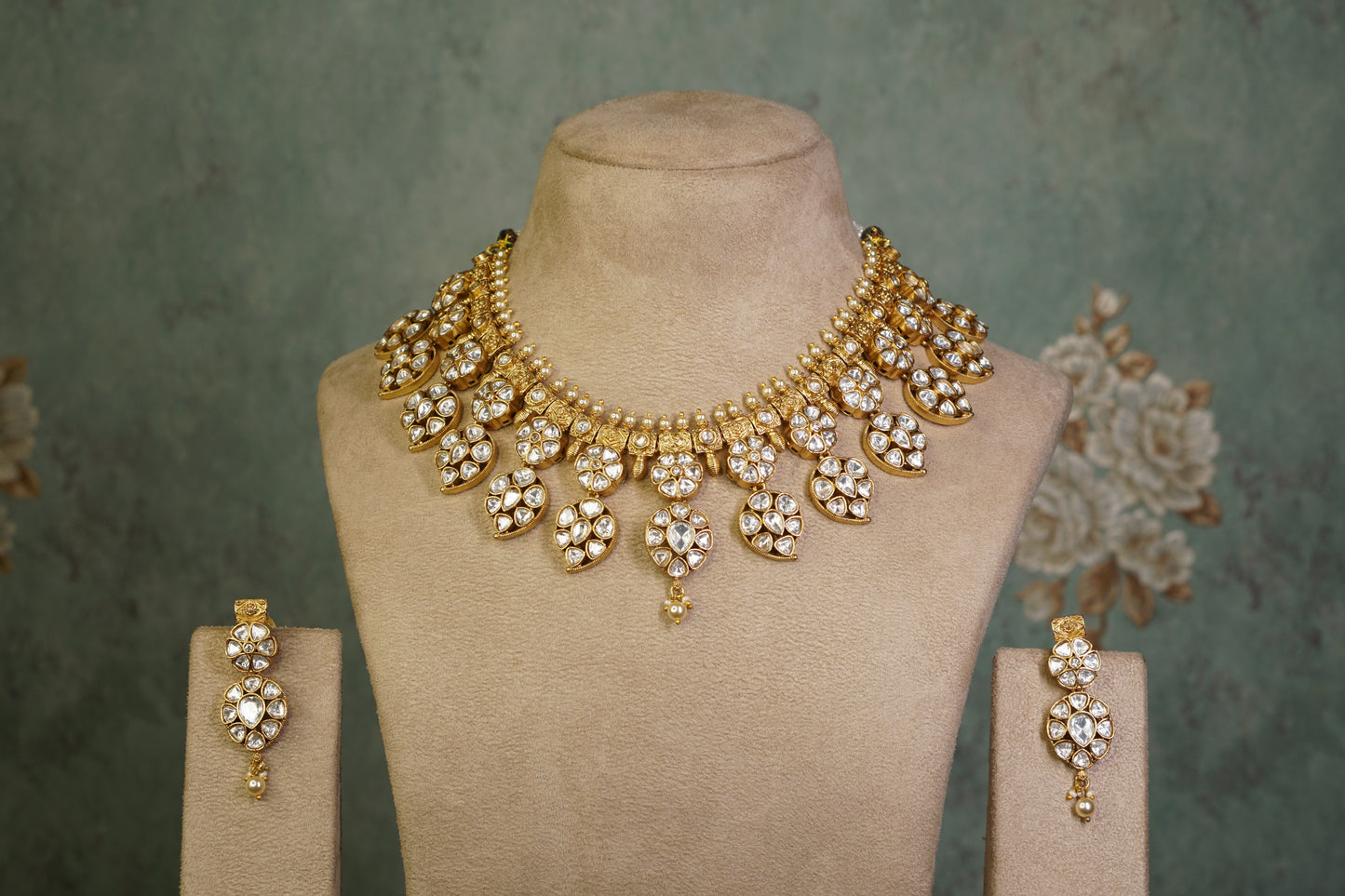 Mango Polki Necklace Set (4-9449)(B)