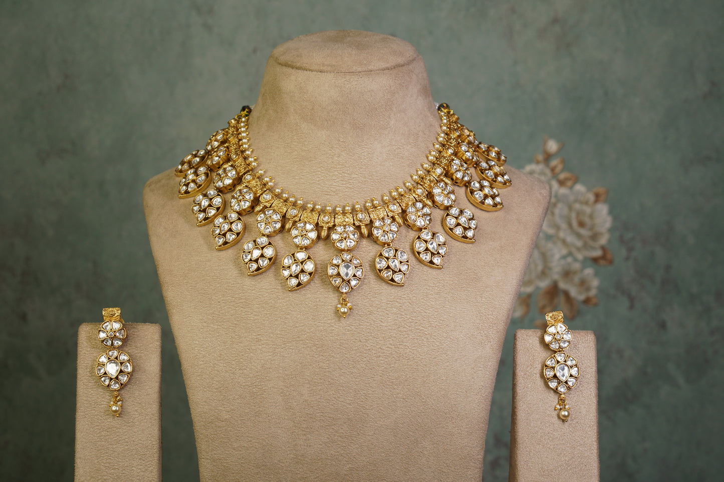 Mango Polki Necklace Set (4-9449)(B)