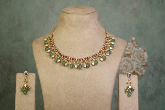 Polki Necklace Set (4-9450)(B)
