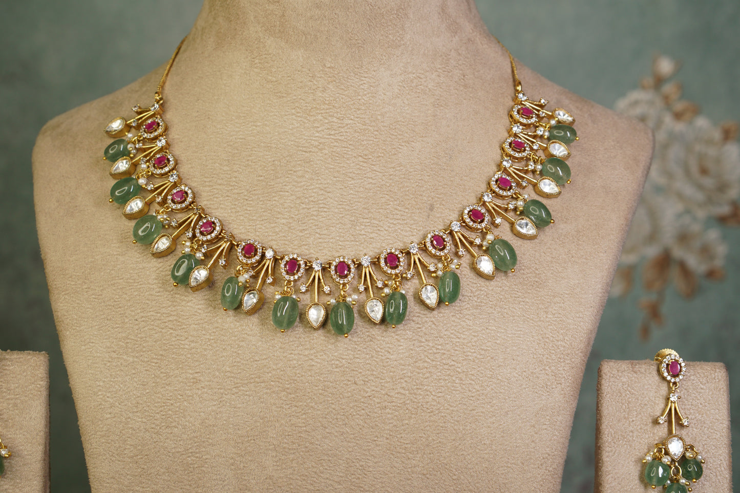 Polki Necklace Set (4-9450)(B)