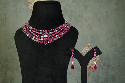 Ruby Ad Necklace Set (4-9463)(B)(From turkey)