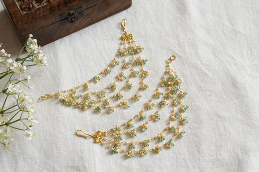 Green Beads Earchain (9-305)(N) - JEWELSTYLE