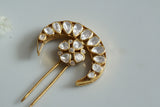 92.5 silver Mossainite Polki Hairclip (5-1528)(k)