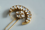 92.5 silver Mossainite Polki Hairclip (5-1528)(k)