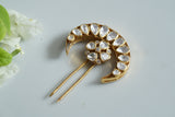 92.5 silver Mossainite Polki Hairclip (5-1528)(k)