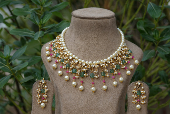 Kundan Beads necklace set (4-6695)(N)