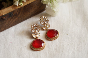 Red Polki Earring (1-4230)(B)