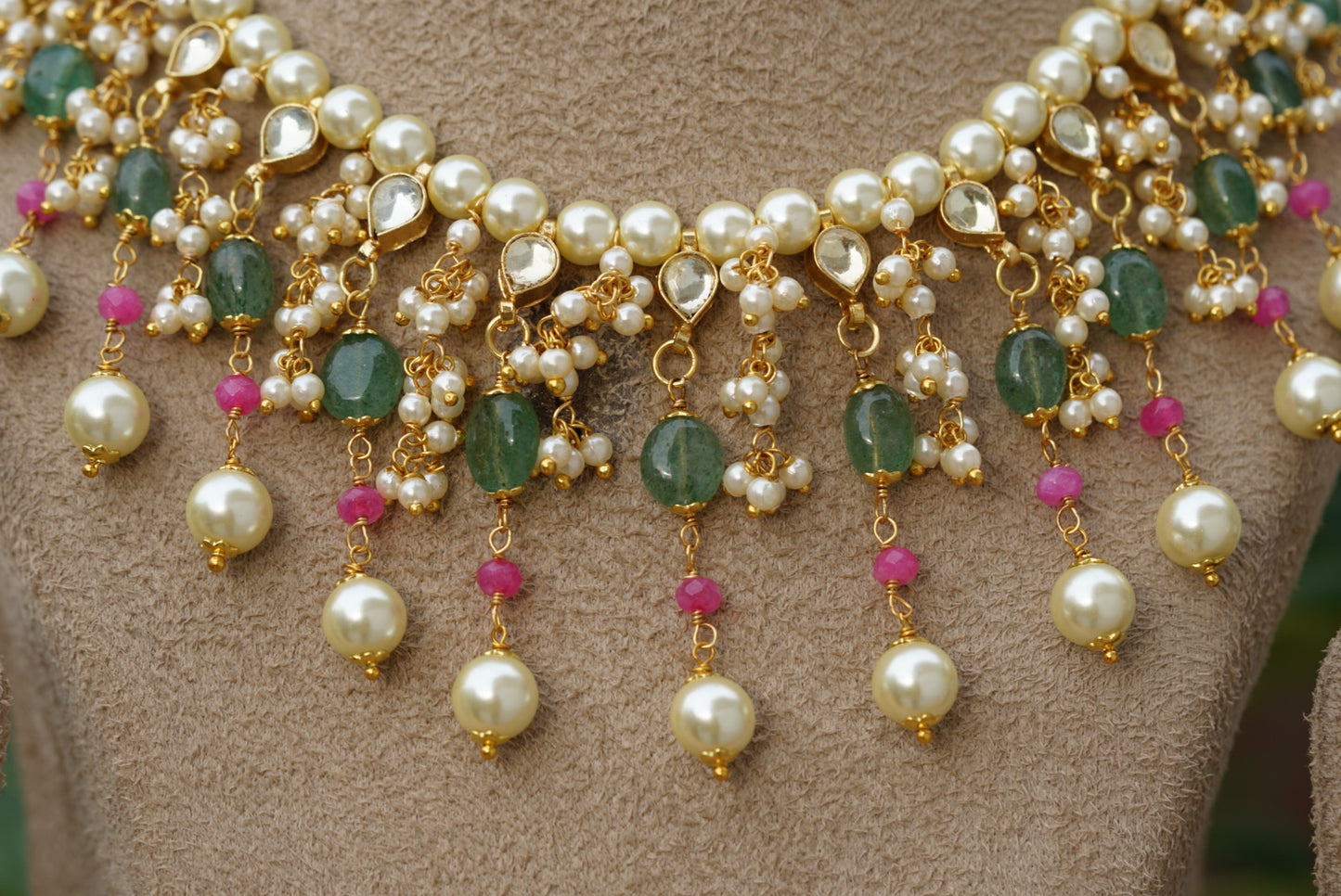 Kundan Beads necklace set (4-6695)(N)