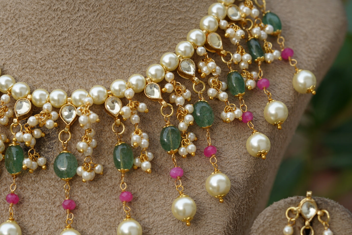 Kundan Beads necklace set (4-6695)(N)