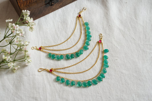 Green Beads Earchain (9-306)(N)