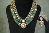 Green beads Polki Necklace set(4-9374)(B)