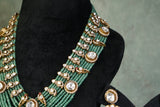 Green beads Polki Necklace set(4-9374)(B)