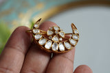 92.5 silver Mossainite Polki Hairclip (5-1529)(k)