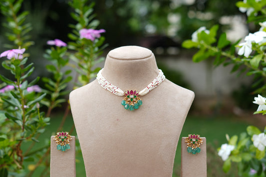 Kundan Necklace Set (4-9788)(B)