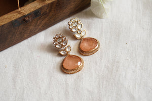 Peach Polki Earring (1-4232)(B)