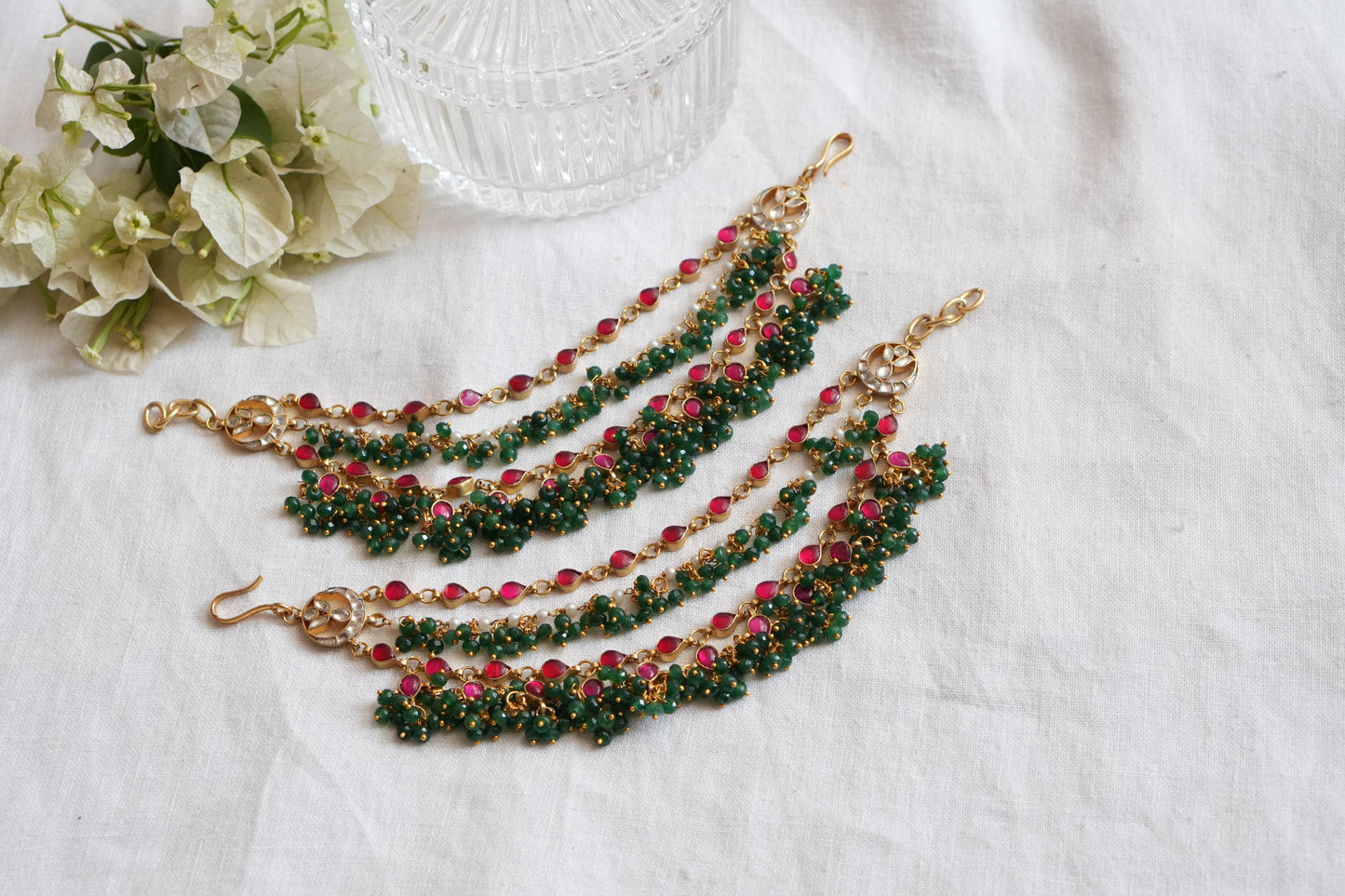 Kundan Beads Earchain(9-359)(A)