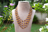 Pink n yellow beads Necklace  (4-9758)(Ex)