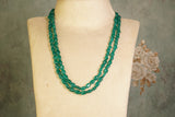 2 Line Green Beads Necklace  (4-9444)(F)