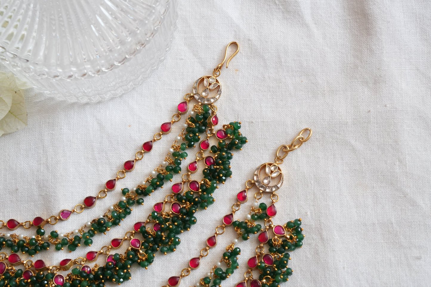 Kundan Beads Earchain(9-359)(A)
