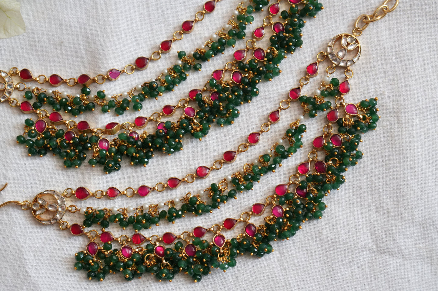 Kundan Beads Earchain(9-359)(A)