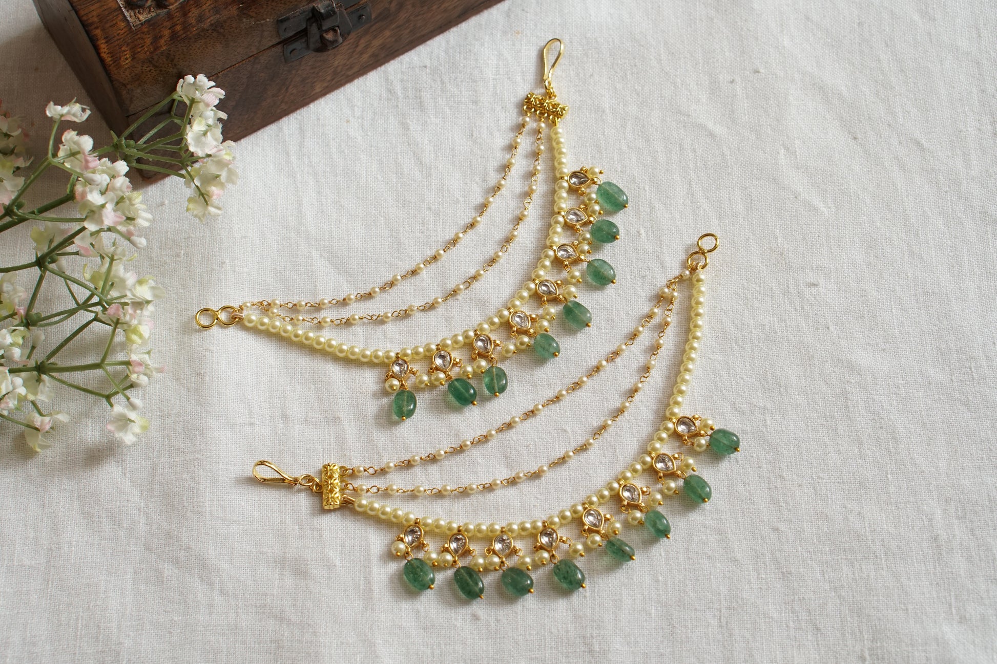 Kundan Earchain(9-310)(N) - JEWELSTYLE