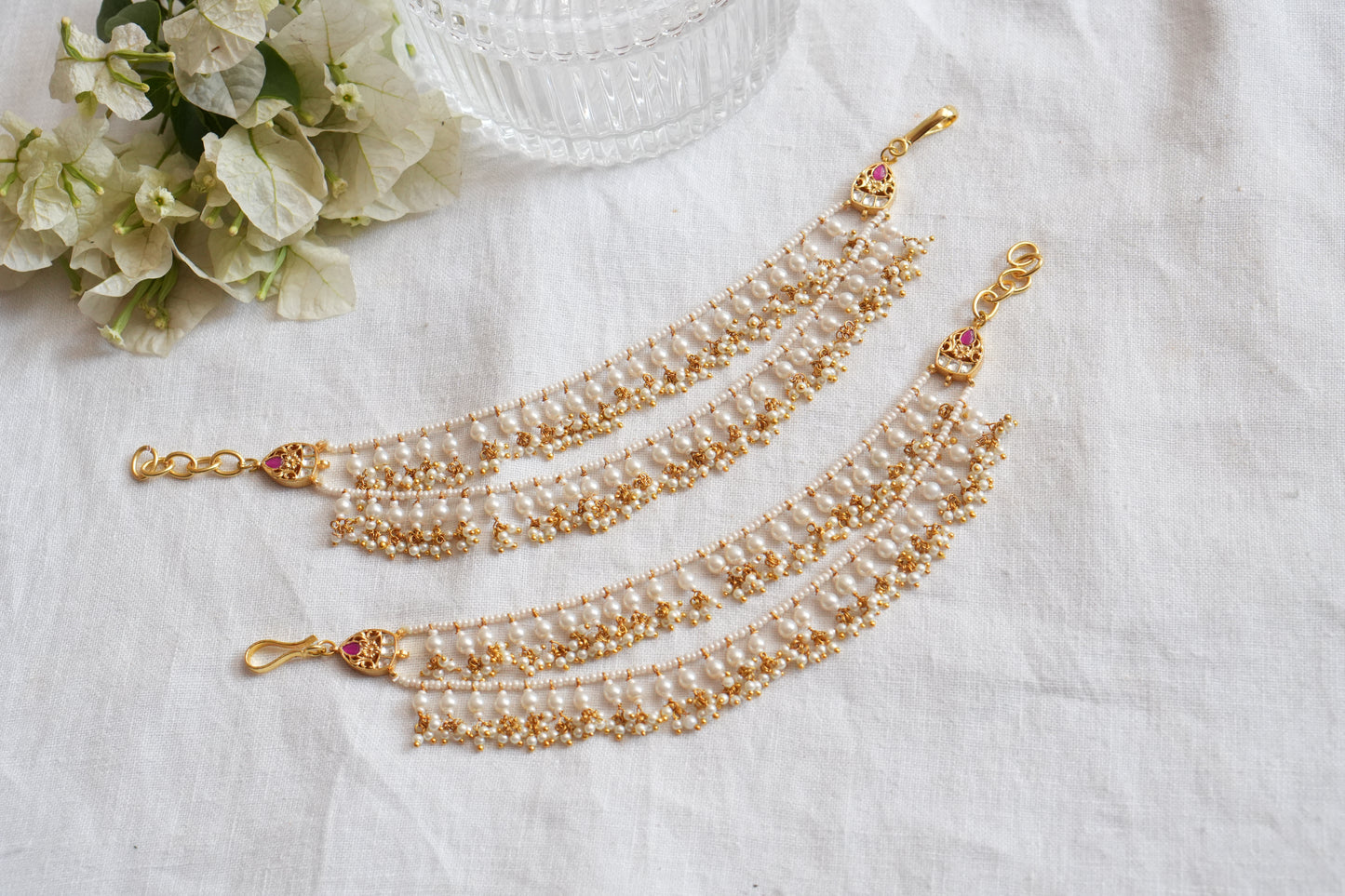 Kundan Beads Earchain(9-358)(A)