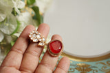 Red Polki Earring (1-4230)(B)