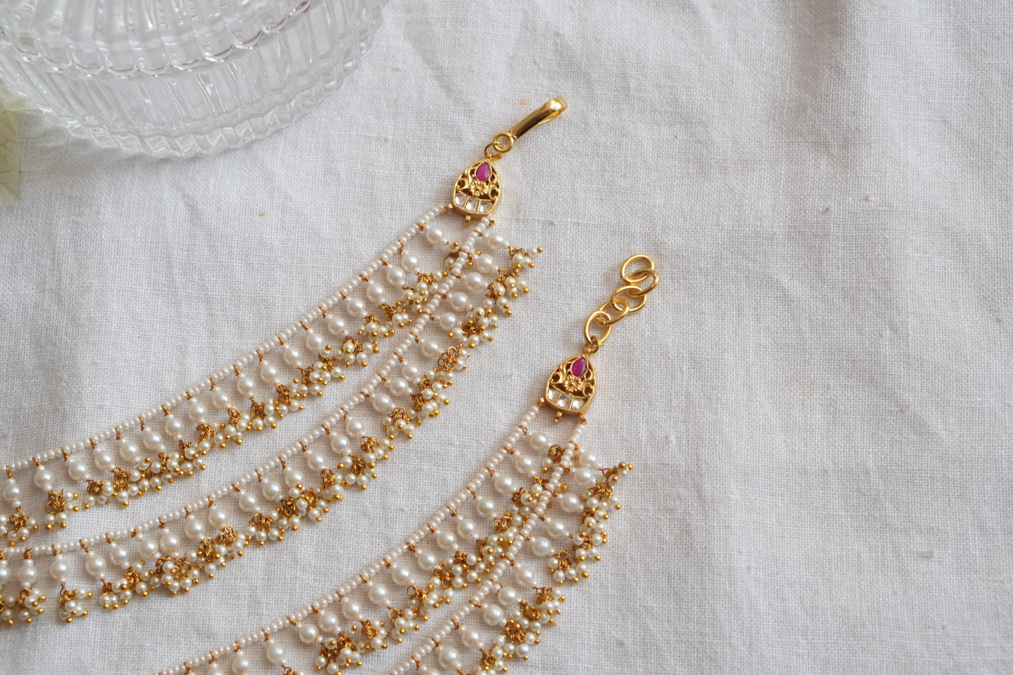 Kundan Beads Earchain(9-358)(A)