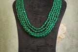 5 Line Green Beads Necklace  (4-9445)(F)