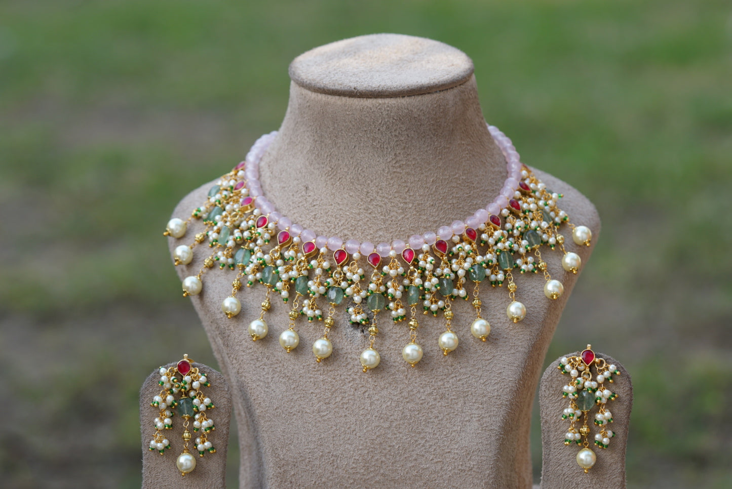 Kundan Beads necklace set (4-6685)(N)