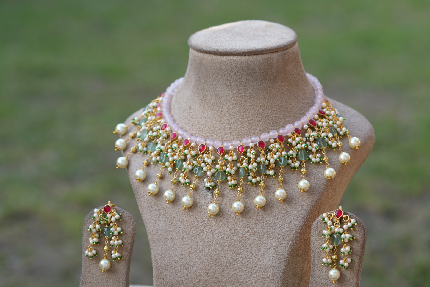 Kundan Beads necklace set (4-6685)(N)