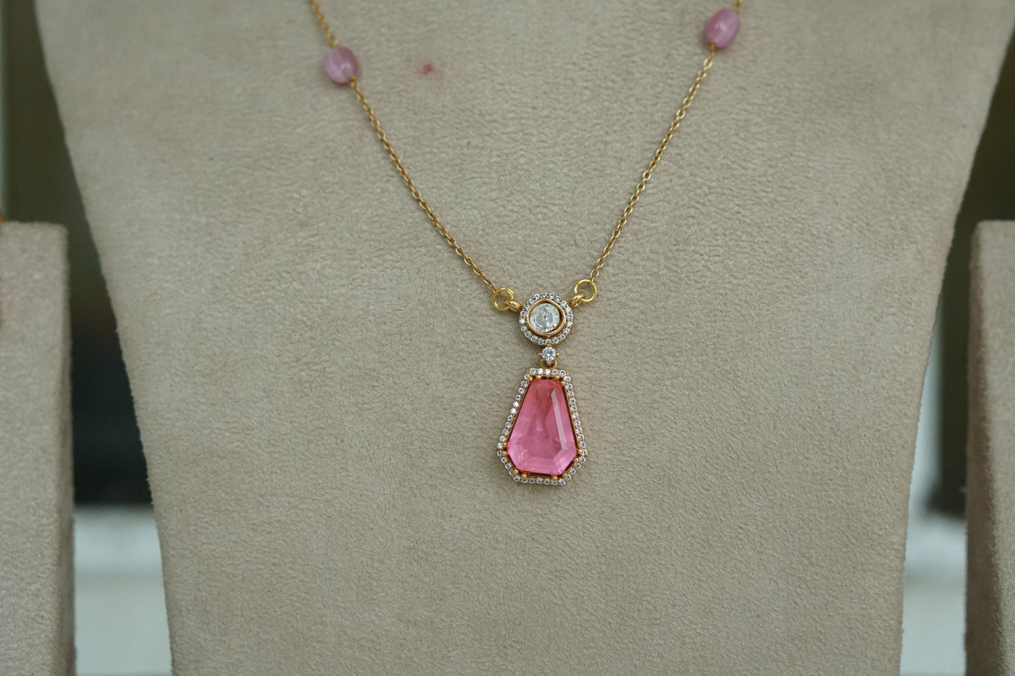 Pink stone Polki Pendant Set (4-9466)(B) INTRODUCTORY PRICE)