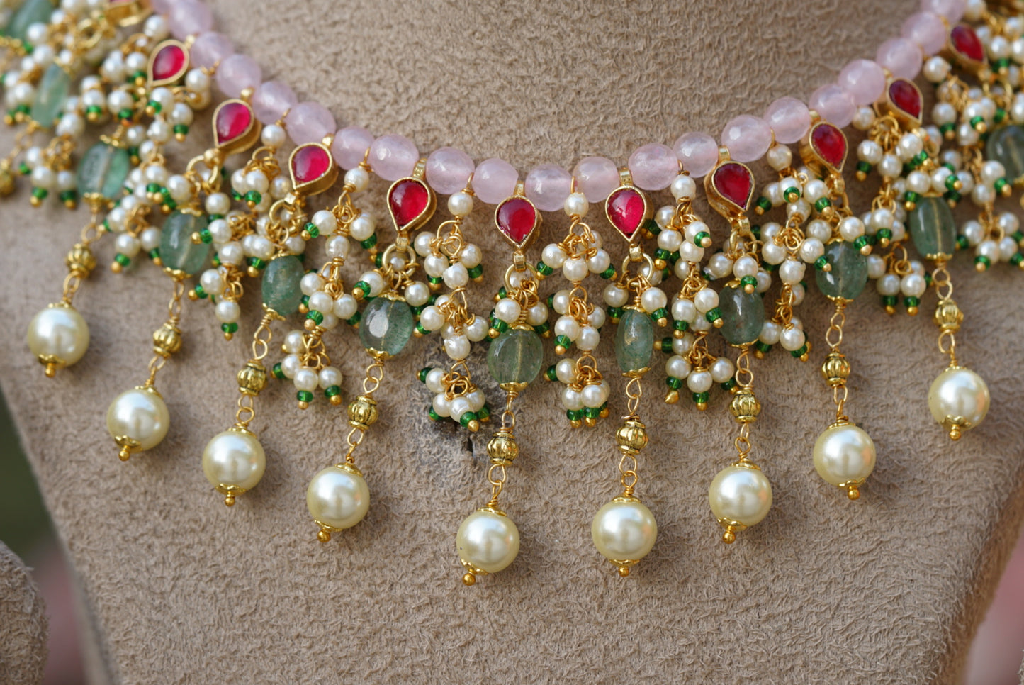 Kundan Beads necklace set (4-6685)(N)