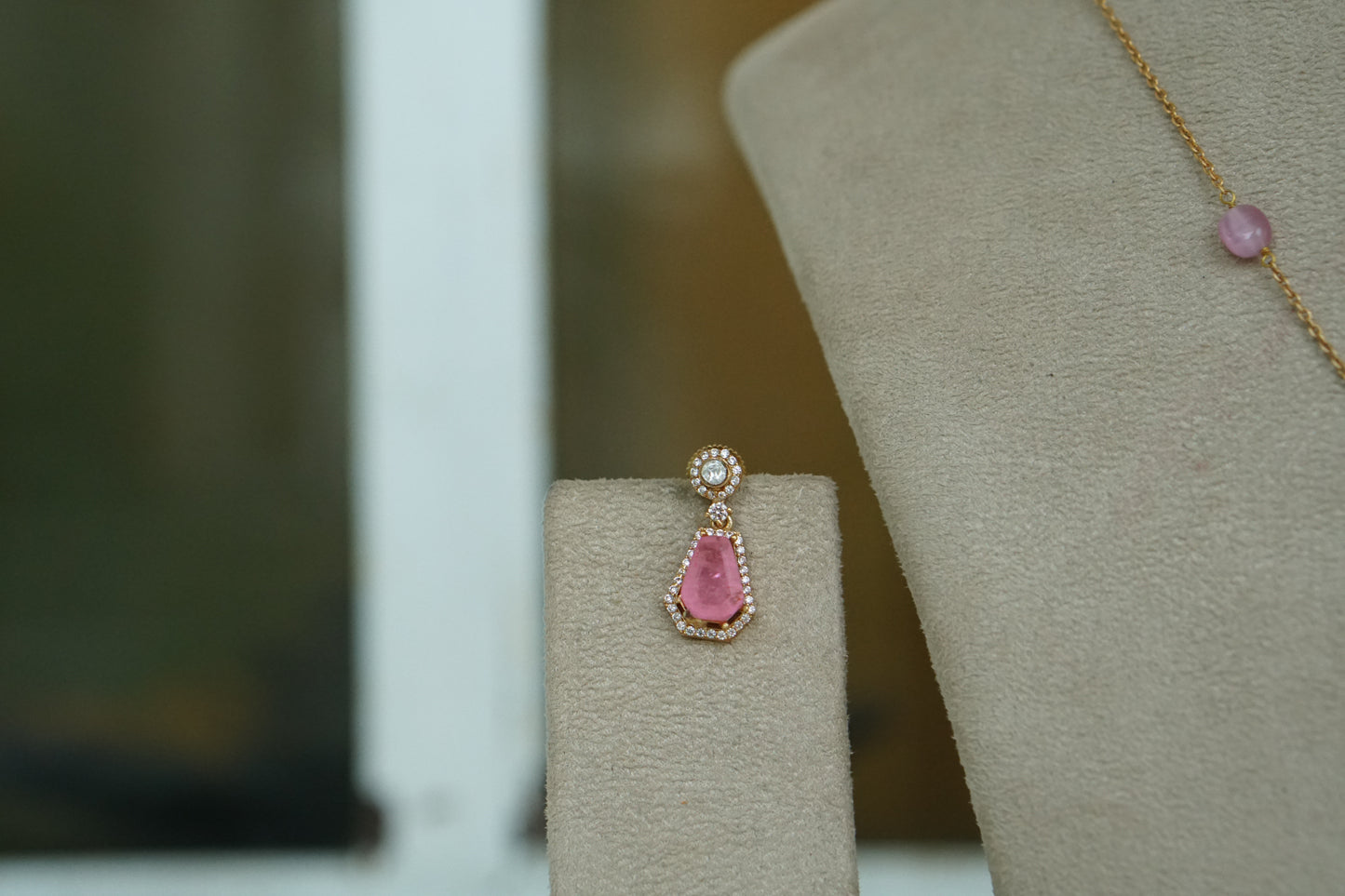 Pink stone Polki Pendant Set (4-9466)(B) INTRODUCTORY PRICE)