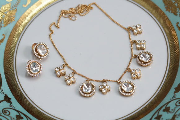 Kundan polki necklace set (4-5934)(B)