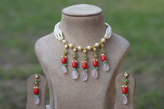 Kundan Beads necklace set (4-6684)(N)