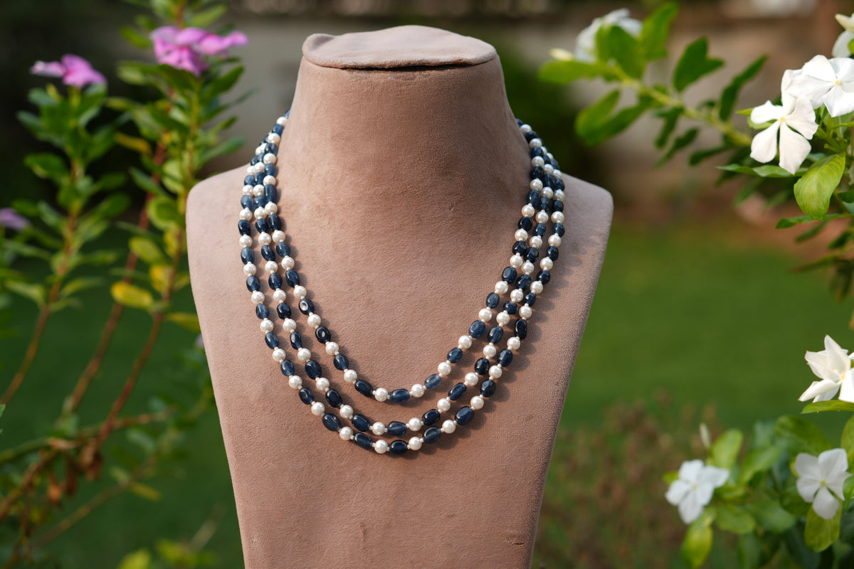 Blue beads Necklace(4-9761)(Ex)