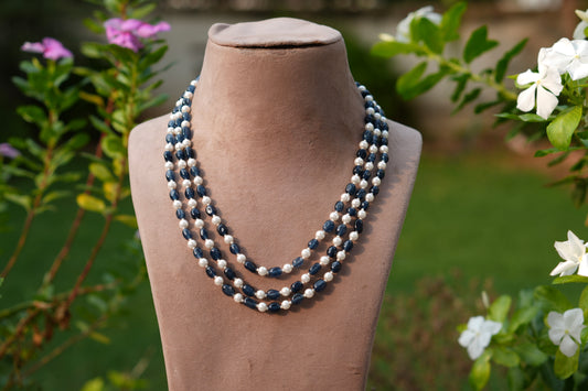 Blue beads Necklace(4-9761)(Ex)